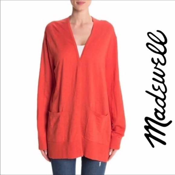 Madewell Open Front Pocket Slub Cardigan Sweater - Picture 1 of 6